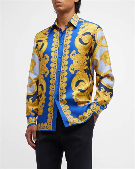 mens versace like silk shirt|silk shirt men's versace style.